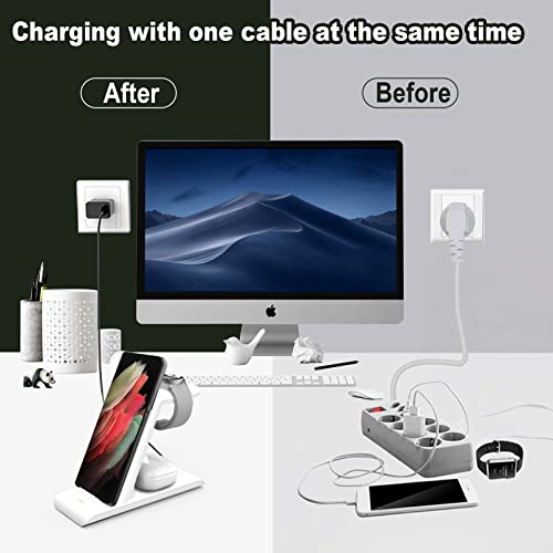 Image of Wireless Charging Station for Samsung Wireless Charger Galaxy S26 Ultra /S25 /S24 /S23 /S22 /Note20 Z Fold Flip7 Galaxy Watch 8 /7 /6 /5 /4 /3 Active 2 /1 Stand Galaxy Buds4 /4 Pro /3 /2 Pro /Live Multiple Devices