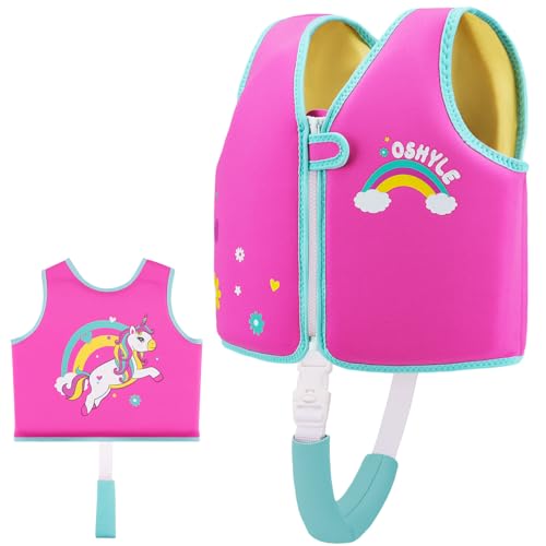 OSHYLE Children's Girls Boys Swimming Vest for Toddlers with Adjustable Safety Straps Age 1-9 (RJ-Unicorn, S(1-3))
