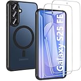 BESINPO for Samsung Galaxy S25 FE Case, Magnetic Wireless Charging Supported for Samsung S25 FE with 2 S25 FE Screen Protectors, Military Grade Drop Protection Shockproof S25 FE Case, Black