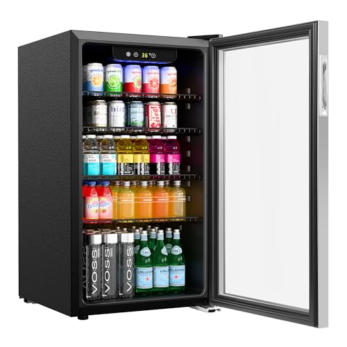 Image of Koolmore 18 in. 3.2 Cu. Ft. Beverage Refrigerator Merchandiser with Stainless Steel Trim and Touch Panel For Soda, Beer or Wine Perfect for Use in a Commercial or Home Setting, ETL Listed (KM-BR32SS)