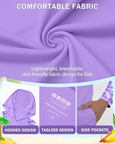 Image of Boys Rash Guard Swim Hoodie, Kids Long Sleeve Sun Fishing Shirts