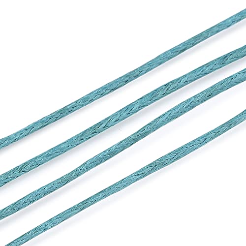 PandaHall 100 Yards/Roll Braided Cotton Cord 1mm Waxed Cotton Cord String for DIY Jewelry Making (Teal) - Image 3
