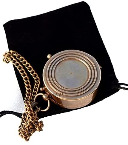 Brújula Náutica Grabada con Cita 'Go Confidently' con Estuche de Cuero Estampado, Brújula para Navegación, Camping, Latón Antiguo miniatura 4