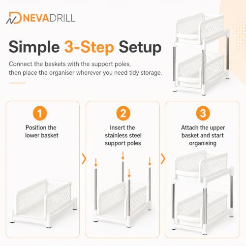 Image of 2 Tier Sliding Storage Organiser, White [ND-1815]