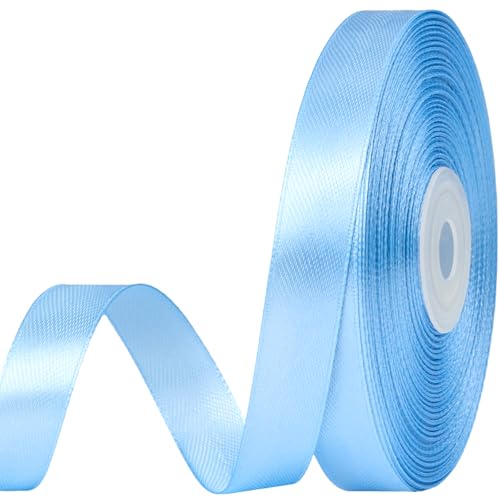 CLUEWR Light Blue Satin Ribbon 1/2 Inch 50 Yards