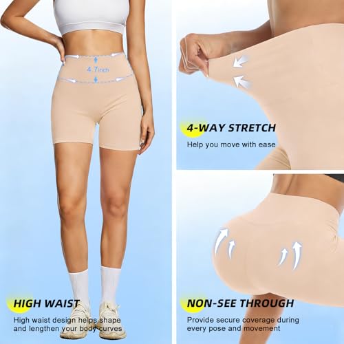 Image of FULLSOFT High Waisted Biker Shorts for Women-5 inch Tummy Control Fitness Athletic Workout Running Yoga Gym Shorts