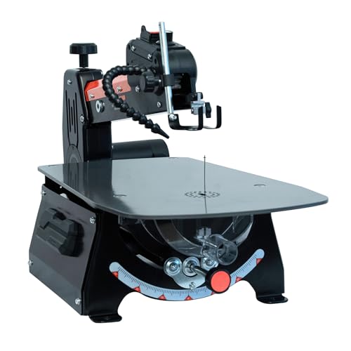 Bucktool 457mm Variable Speed Scroll Saws for Woodworking 120W Power Scroll Saw with 130-133mm Pinless & 127mm Pinned Blades Rotating Saw Arm Quick-Change Blade System for Craft Model Woodworking