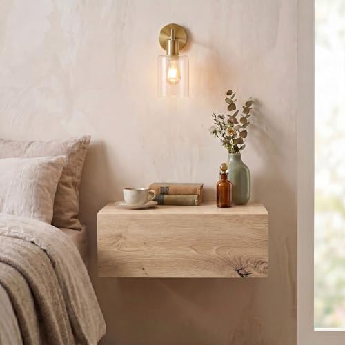 IDIMEX Chevet Suspendu Oceane, en Bois Coloris chêne Artisan étagère Murale avec 1 tiroir sans poignée
