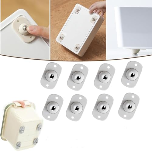 360 Degree Self Adhesive Caster Wheels,Stainless Steel Paste Universal Wheel,Storage Box Fixed Wheel Set for Furniture,Adhesive Swivel Casters,Self Mini Caster Wheels for Furniture