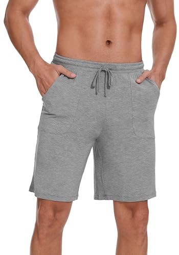 WiWi Viscose from Bamboo Pajamas Shorts for Men Soft Knit Pajama Sleep Bottoms Summer Pj Short Pants S-XXL, Heather Grey, X-Large