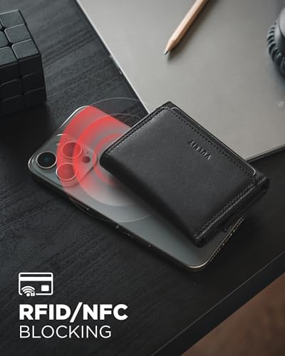 VULKIT Mens Minimalist Wallet RFID Blocking with Pop-Up Card Holder, ID Window and Cash/Bills Slot, Gift Box Packed, Black4