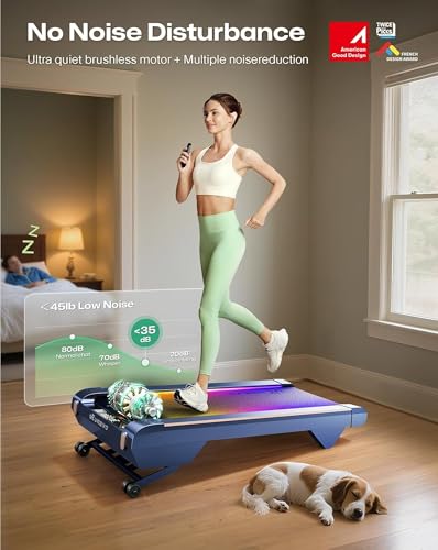 UREVO Smart Walking Pad with 14% Incline, Under Desk Treadmill for Home Use, Extended Running Belt, LED Remote, Speed-Responsive Lighting, Quiet Brushless Motorized, UREVO APP Compatible, CyberPad - Image 6