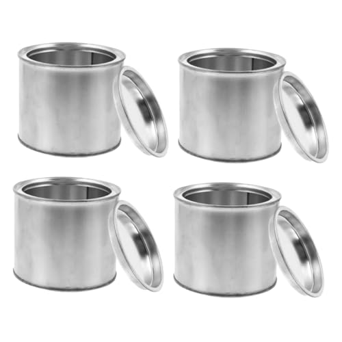 IWOWHERO 4pcs Craft Paint Pails Crafts Metal Paint Tins Cans for Artsy Cans Metal Pail with Lids Multipurpose Silver