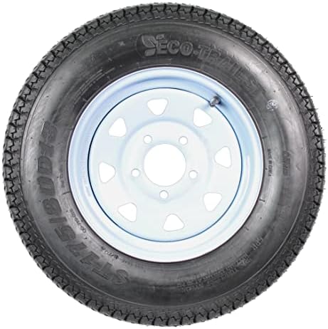 Trailer Tire On Rim ST175/80D13 175/80 D 13 Load C 5 Lug White Spoke Wheel