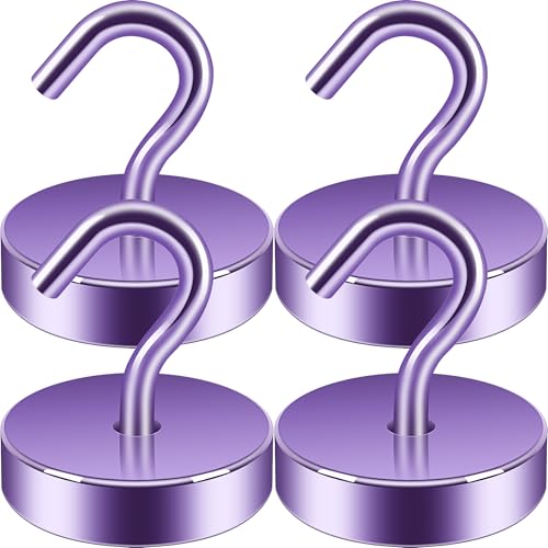Neosmuk Magnetic Hooks Steel Tube Design for Cruise,80lb+ Purple,4 Pack