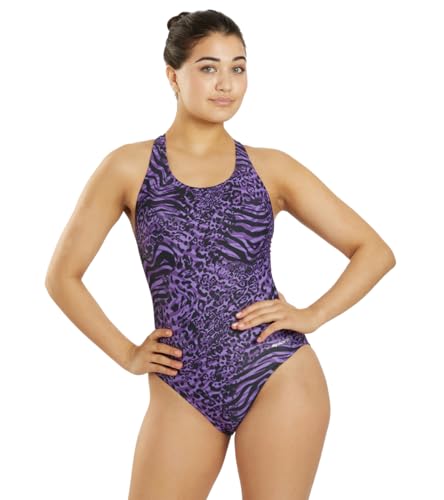 Image of Sporti Wide Strap Athletic One Piece Swimsuit for Women - Graphic Design Pattern - Swim Team Bathing Swimsuit for Competiton