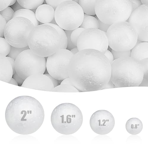 Styrofoam Balls 245PC Large White Foam Balls for Crafts DIY Craft Giant Foam Ball for Home and School Smooth Solid Round Ball(Styrofoam-0.8-2in-245pc)