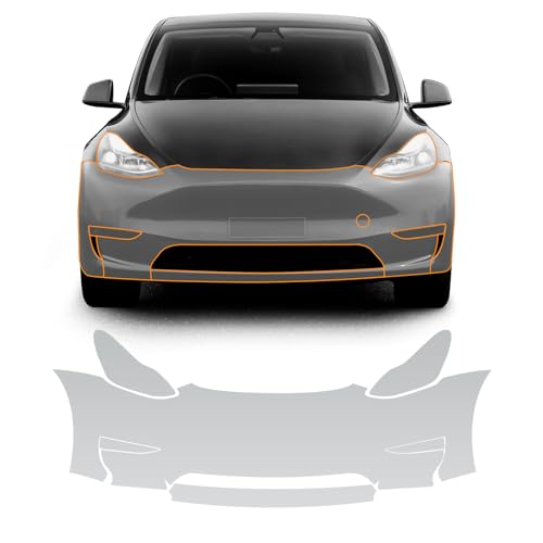 FDAIUN Precut PPF for Tesla Model Y 2020-2023 Gloss Clear Car Paint Protective Film Scratch Protector Exterior Accessories (Front Bar + Headlights 7Pcs)