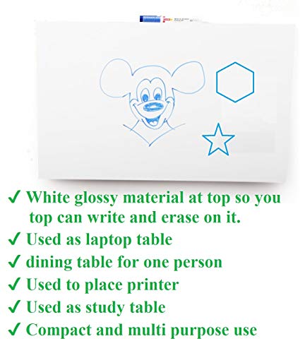 Image of Compal Wood Magic Wall Mounted Laptop Table,Folding Kitchen & Dining Table Desk,Home Office Table Desk Workstation Computer Table (23.5 inchX31.5 inch White Wall Mount Table), Brushed