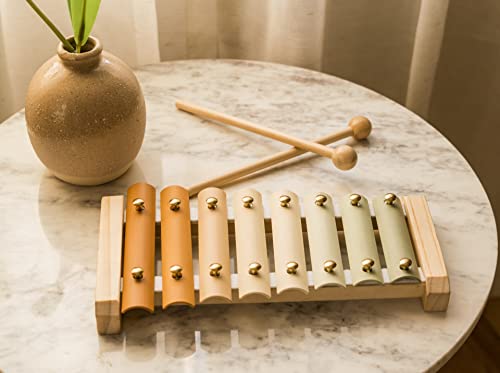 Xylophone - Neutral Colors Toddler Toys - Aesthetic & Functional Kids Musical Instrument - Montessori Toys –Modern Boho Xylophone For Kids- Wood Xylophone Toy-Gender Neutral Baby Gift #TOP7