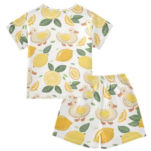 ALAZA Funny Duck Lemon Pajamas Short Sleeve 2 Piece Sleepwear Top and Bottom Pajama Set Unisex2