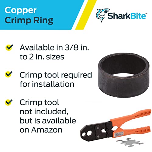 Image of SharkBite 1 /2 Inch Copper Crimp Rings, Pack of 25, PEX Pipe, PE-RT, 23102CP25
