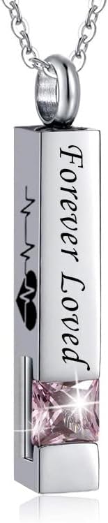 Rockyu Women's Stainless Steel Memorial Urn Necklace "Forever Loved" Pendant with February Birthstone, Ashes Keepsake Cremation Jewelry for Remembrance - Image 6