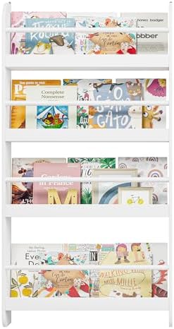 FOTOSOK Kids Bookshelf, 4-Tier Wall Mount Book Shelf for Kids Roo...