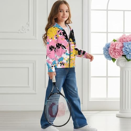 Kids Zip-Up Hoodie, Soft Athletic Sweatshirt Fashion Cozy Winter Jacket with Kangaroo Pocket for Boys Girls S ~ XL3