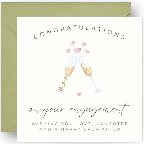 Engagement Card - for Couple Daughter Son or Friends - Includes Luxury Sage Olive Envelope Size 14cm