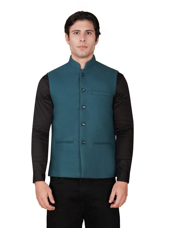 Image of VASTRAA FUSION Men's Traditional Woolen Nehru Jacket Modi Waistcoat