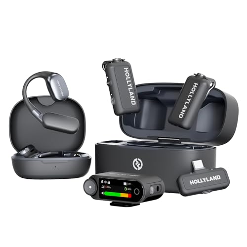 Hollyland Lark Max 2 Combo Ultimate,Micro-Cravate sans Fil, Réduction du Bruit IA, Écoute sans Fil, Chaîne Audio 32 Bits,Microphone pour iPhone, Android (2TX + 2RX + Casques + Boîtier de Charge)