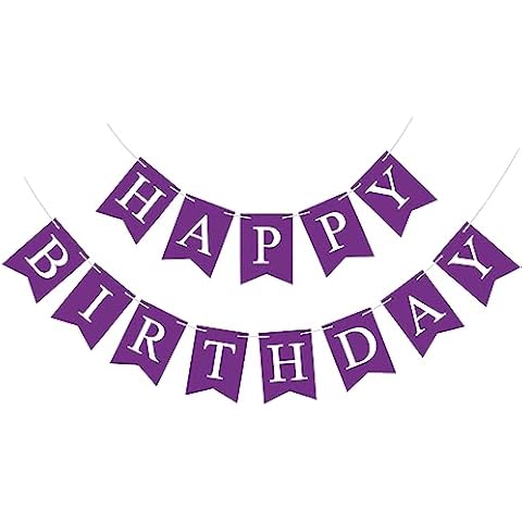 Waenerec Purple Happy Birthday Banner Sign Happy Birthday Bunting Banner Garland for Kids Girl Woman Birthday Tea Party Decorations Bunting Flag Birthday Party Supplies Cover