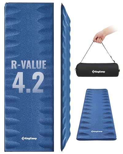Image of KingCamp Sleeping Mat, Anti-Roll Self Inflating Sleeping Pad | Lightweight, PVC-Free, Comfortable Support For Tent, Cot, Car Camping, Backpacking