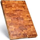 SHUMARU Mahogany End-Grain Wood Cutting Board – 20×13×1.6″ Butcher Block | Handmade in Bali – Silky-Smooth, Knife‑Friendly, Ergonomic Grips & Non‑Slip Feet