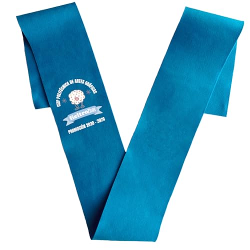 Becas de Graduación Personalizadas - Bandas de Graduación 160 x13cm *2mm. Becas de Graduación de fieltro. Estolas para Universidades. De 10 a 1000 Unidades. fieltroZitos (10, Azul Personalizado)