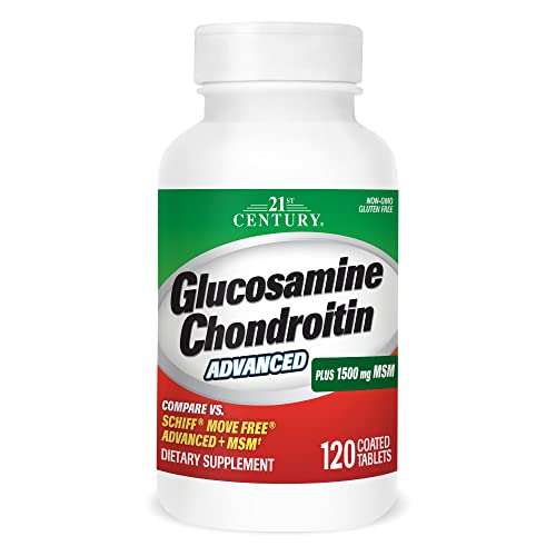 Vitamínicos, 21st Century Glucosamine Chondroitin Advanced, plus 1500mg MSM, 120 Coated Tablets
