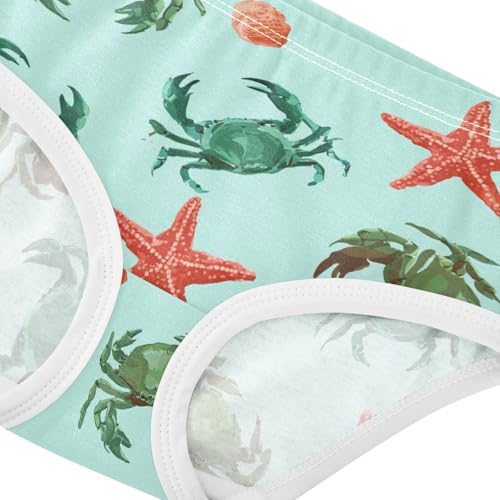 Wusikd Green Crabs Red Starfish Girls' Underwear Cotton Light Blue Girls Briefs Soft Toddler Underwear 2T4