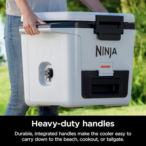 Image of Ninja FrostVault 30qt Hard Cooler with Dry Zone | Integrated Fridge-Temp Dry Storage Drawer | Premium Heavy-Duty Insulated Cooler | Keeps Ice Cold for Days | True Red | FB131RD1