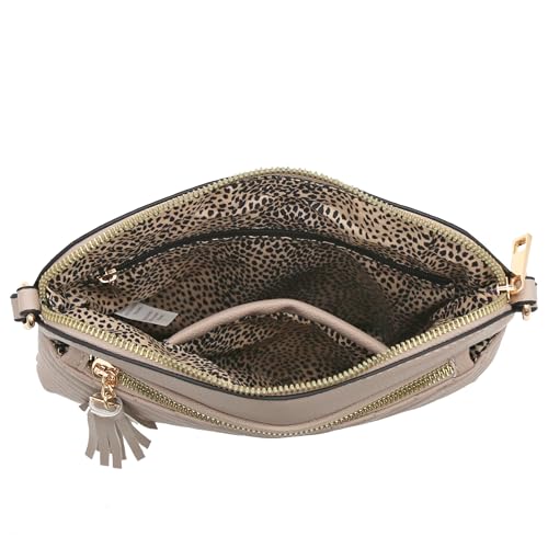 Image of FashionPuzzle Chevron Quilted Medium Crossbody Bag with Tassel Accent
