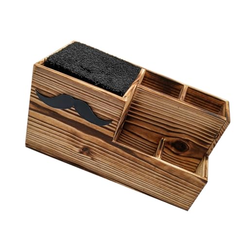 HAPINARY 1 Caja soporte de tijeras multifuncional soporte para secador de pelo accesorios de caja de almacenamiento de peine soporte de tijera de peluquería de madera