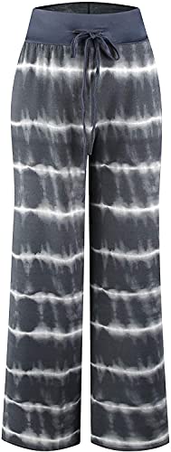 Image of Elsofer Women's Comfy Lounge Pants Soft Floral Pajama Pants Loose Drawstring Wide Leg Palazzo Pants for Sleep, Casual Wear