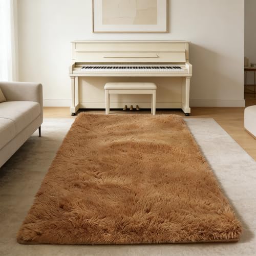 Tapis de salon facile à entretenir et antidérapant marron - 2