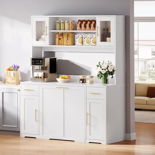 Homiflex Hutch Cabinet with Storage, 65" Tall Kitchen Pantry with