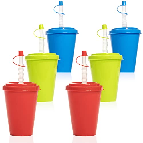 Hausfelder Set di bicchieri con cannuccia e coperchio bicchieri di plastica riutilizzabili con coperchio da 400 ml per bambini e adulti