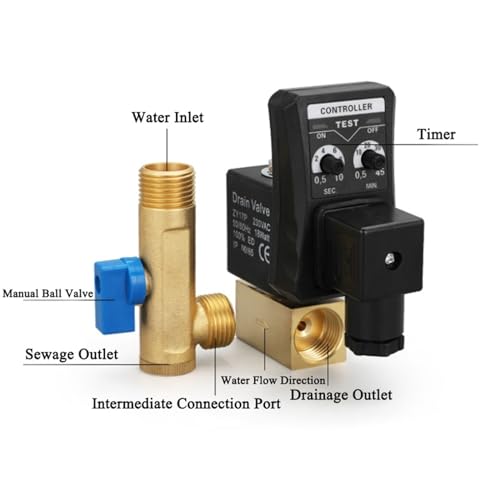 Électrovanne automatique pour eau et condensat de compresseur d'air 1/2 - 4