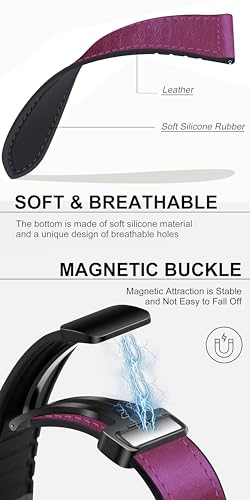 Image of ACM Watch Strap Leather Magnetic Silicone 22mm compatible with Oneplus Watch 2r Smartwatch Belt Luxury Band