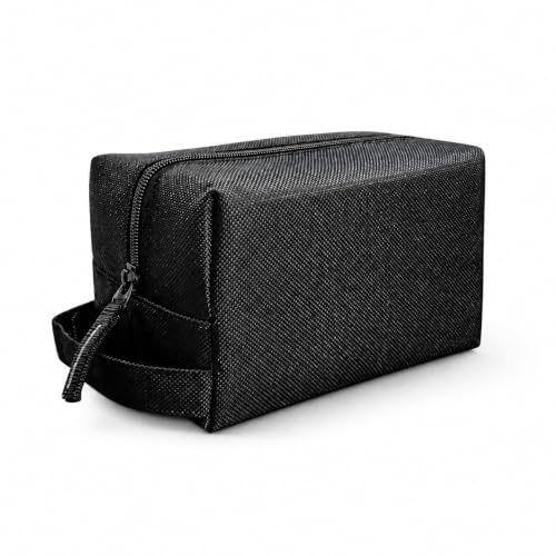 Image of Multipurpose Travel Pouch-Black, Waterproof Storage Bag for Toiletries, Shaving Kit & Stationery, Strong Zipper, Durable PVC Coated Fabric, Easy-to-Clean & User Friendly Stuff Organizer