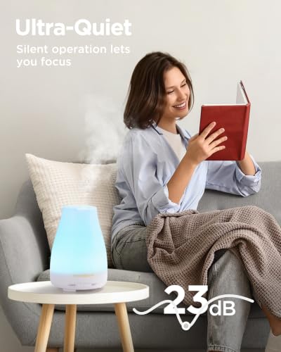 Image of InnoGear Essential Oil Diffuser, Ultrasonic Diffusers for Home Aromatherapy Humidifier for Bedroom Room 7 Colors LED 2 Mist Mode Auto Off, Basic White
