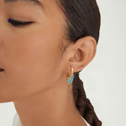 BENEIGE Gold Dangle Huggie Hoop Earrings for Women 14k Gold Plated Dainty Dangle Hoops Earrings Boho Beach Handmade Hypoallergenic Jewelry Gift3